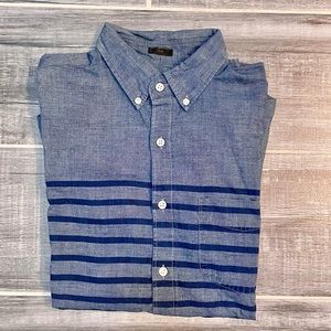 J. Crew Nautical Stripe Blue Chambray Cotton Shirt in Size Small Slim Fit